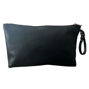 INZI Black Vegan Leather Wristlet Clutch Purse 12 x 9"